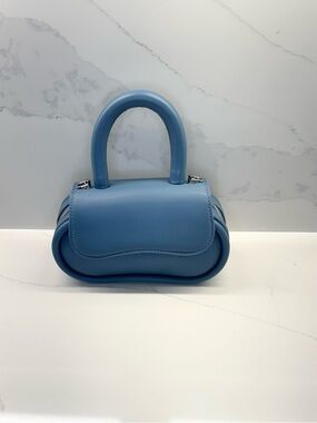 Sky Blue Top-Handle Leather Bag
